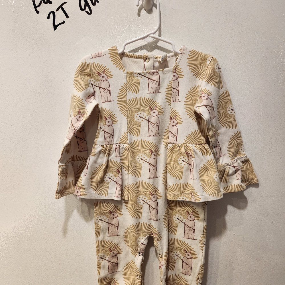 Kate Quinn Cotton Magic Rabbit Frilly Romper 2T
